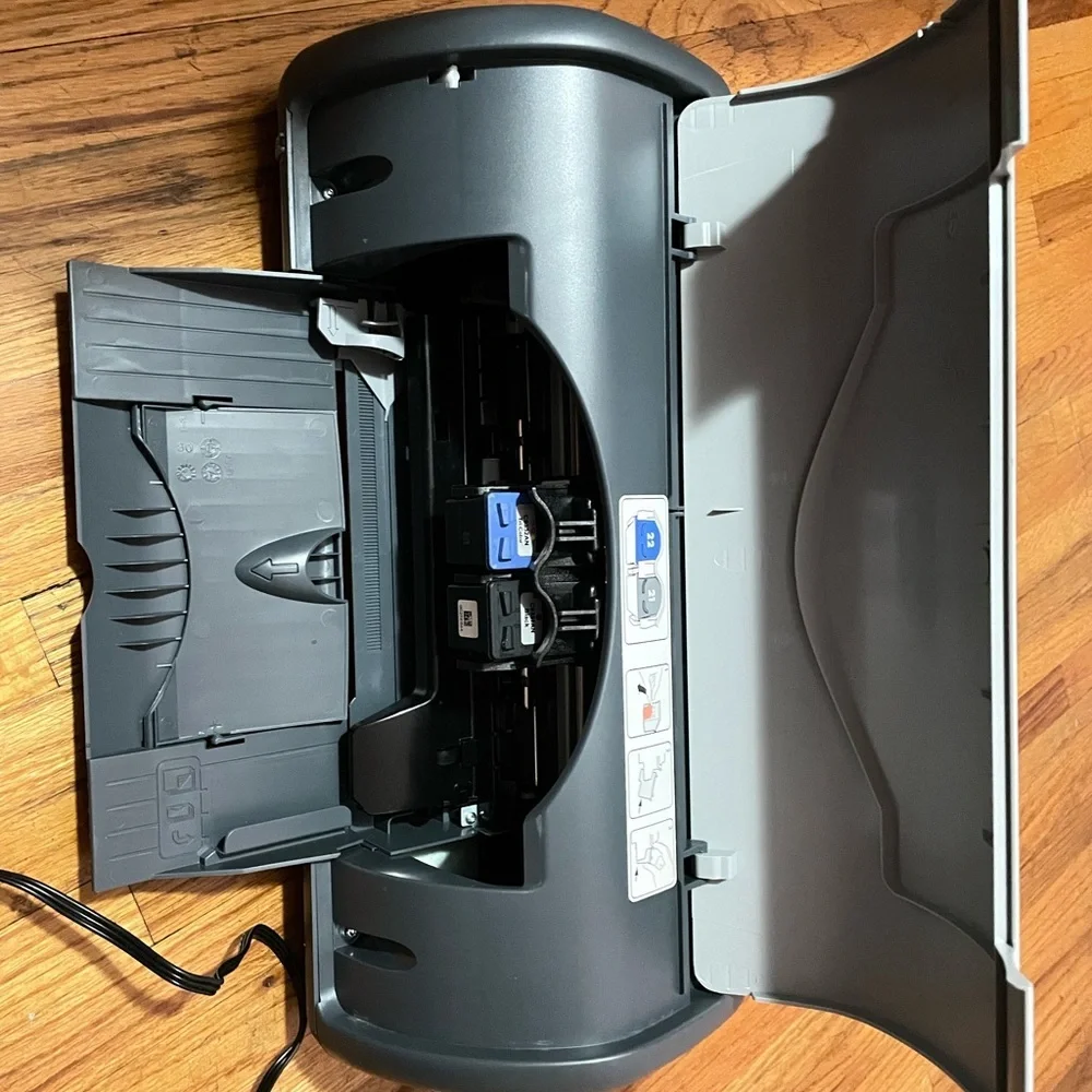 HP Deskjet Printer with Blue and Orange Box